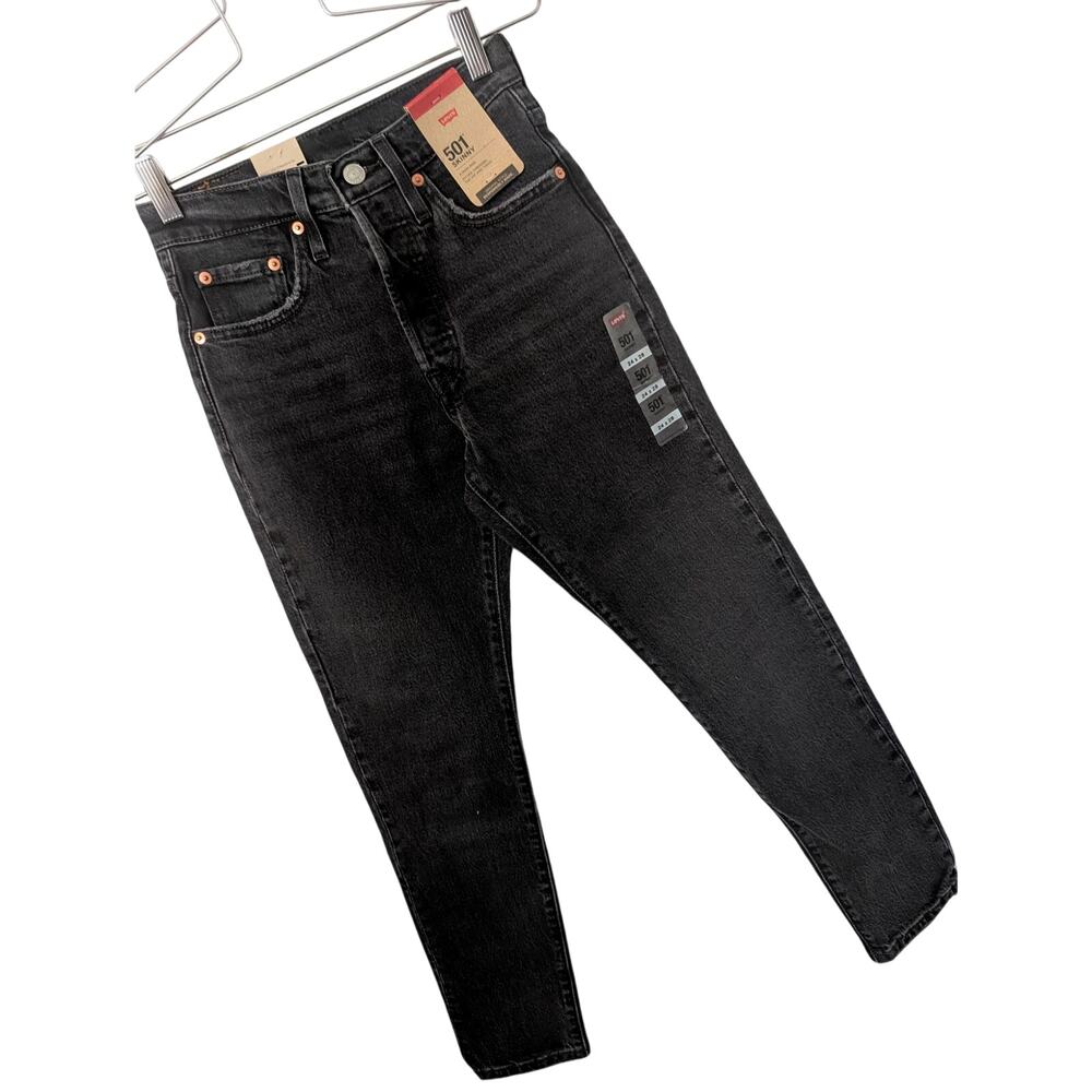 NWT! LEVI'S 501 BUTTON FLY, BLACK W/FADE STRAIGHT LEG, 5 POCKET JEANS! SZ 24X28